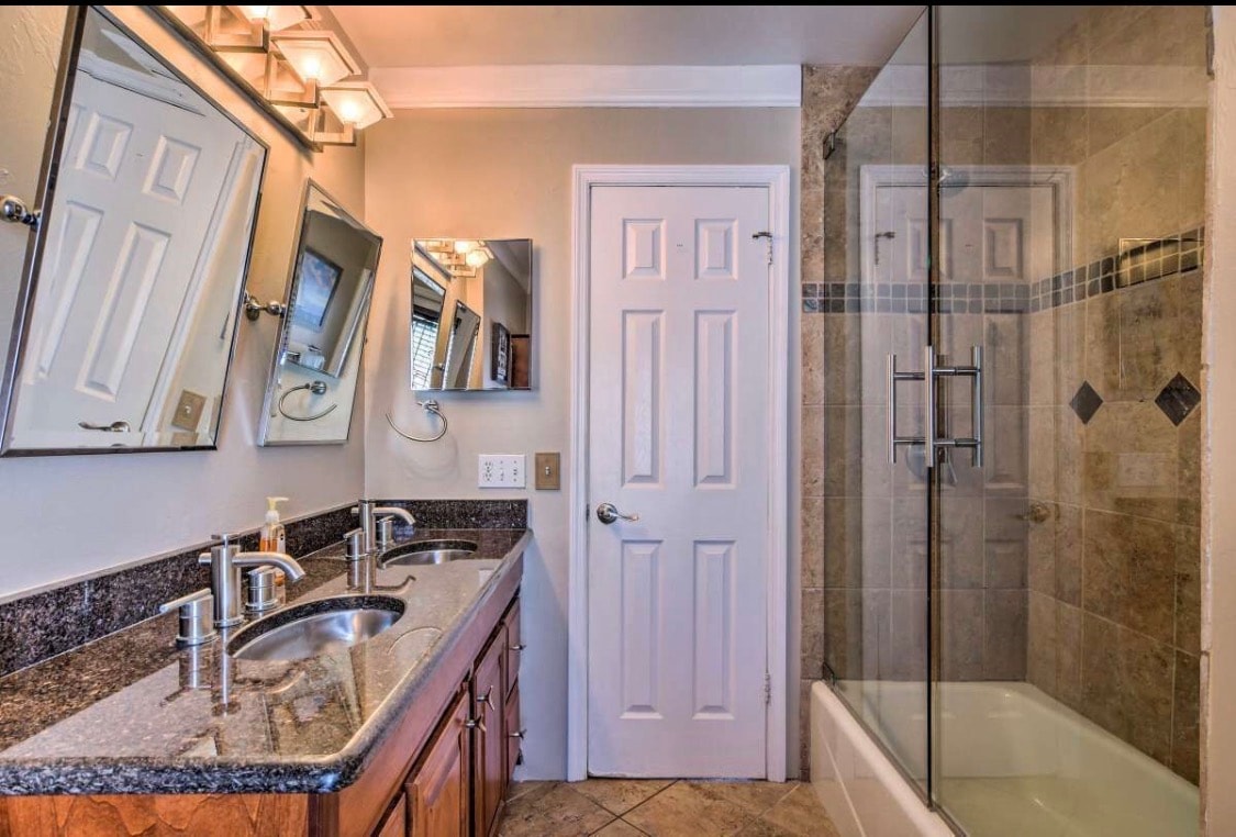 Eric's House guest bathroom double sink and shower