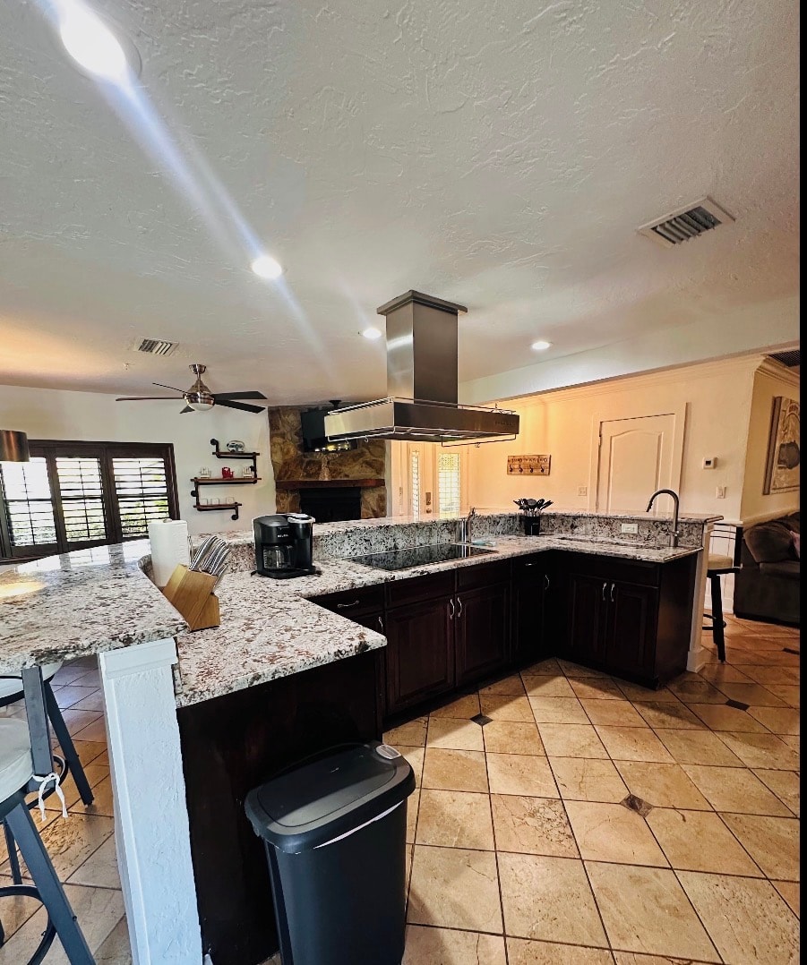 Eric's House granite kitchen island