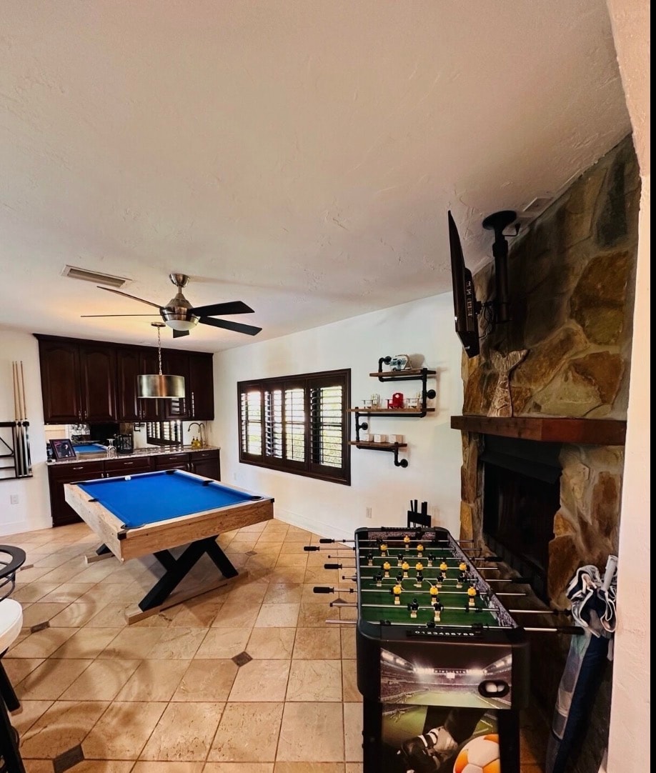 Eric's House game room pool table foosball