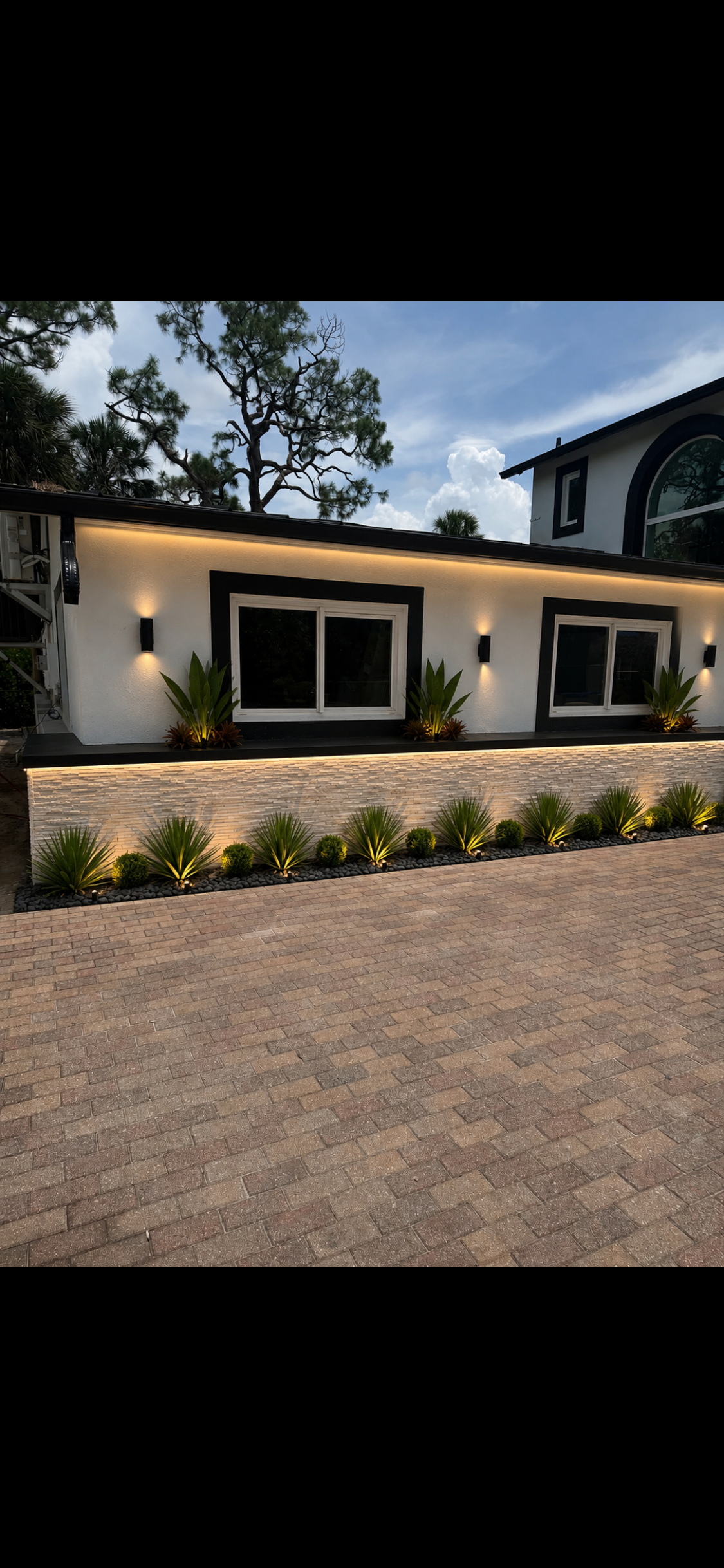 North Shore house with landscape lighting