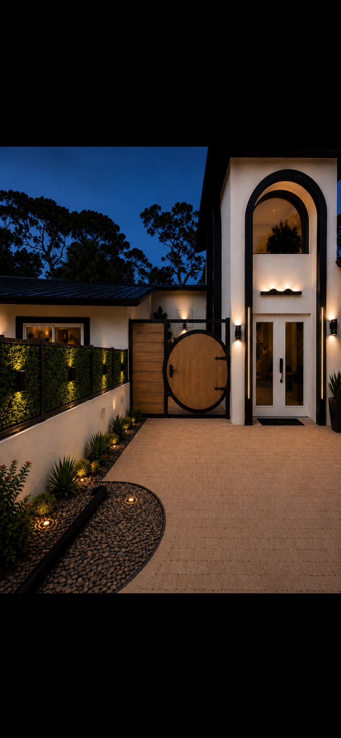 North Shore courtyard evening view