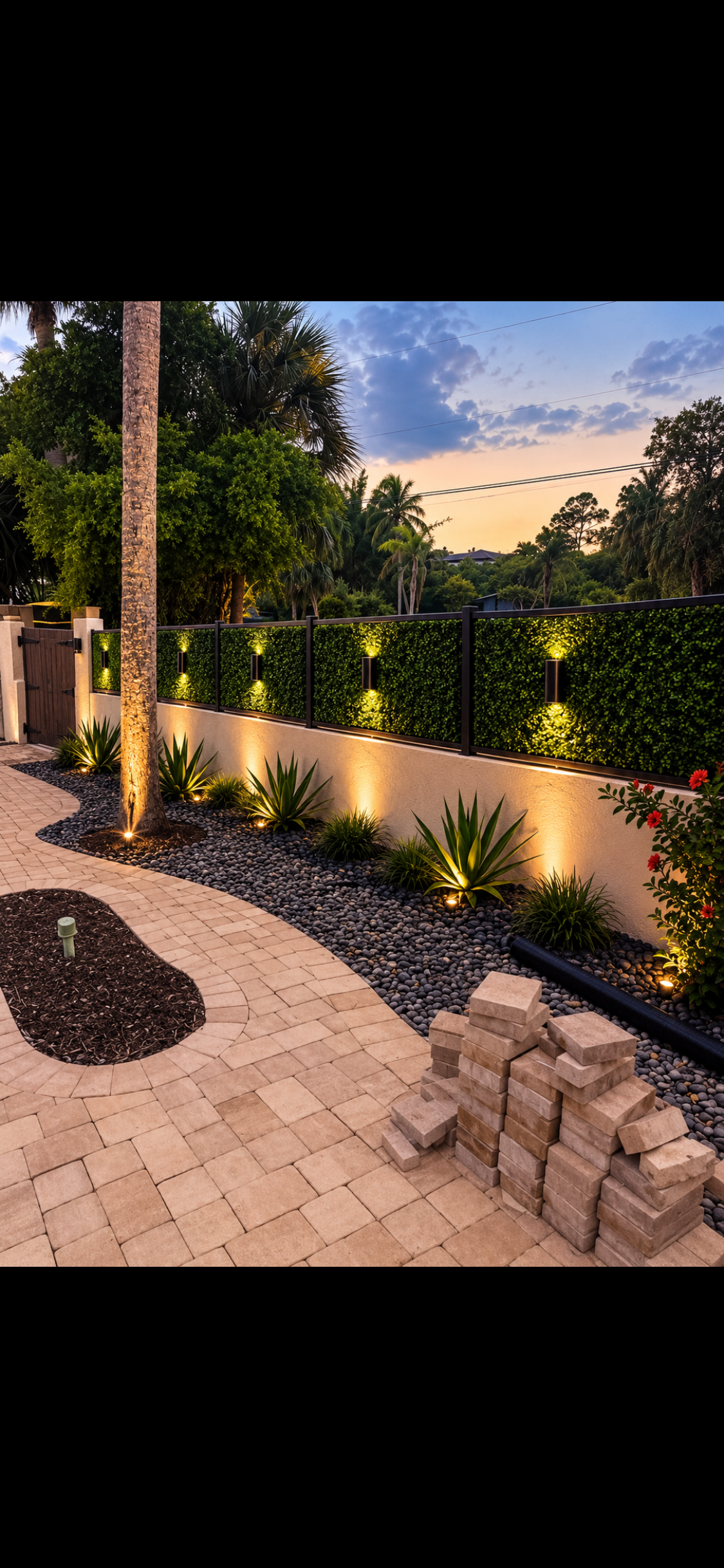 North Shore patio with landscape lighting